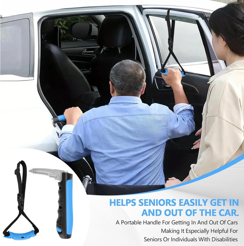 Kaiedos Car Door Handle for Elderly - 2026 New 3-in-1 Car Handle Assist, 2 Pack Auto Cane Portable Vehicle Support Handle Door Assist Bar, Max Load 500 Lbs, Anti-Slip Design (Blue-Car Handle +Strap) - Image 2